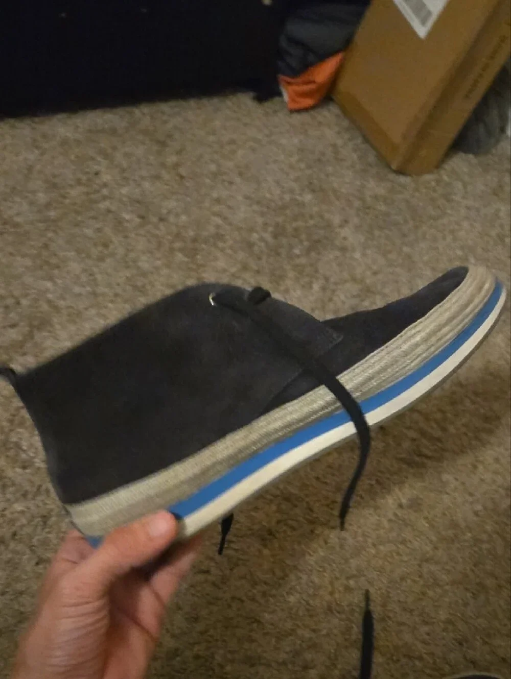Prada Navy Blue Suede Chukka Boots with Blue Trim